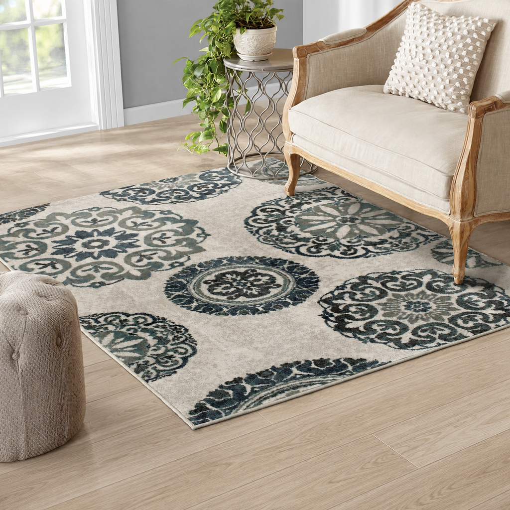 Teal Medallion Rug Set