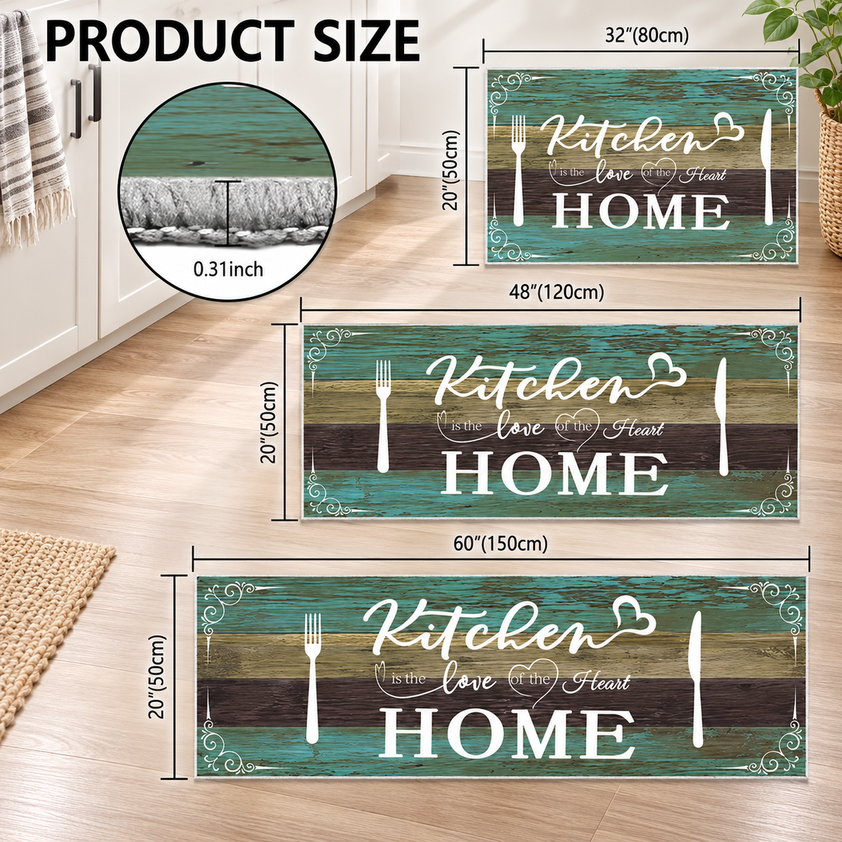 Farmhouse Kitchen Rug Set