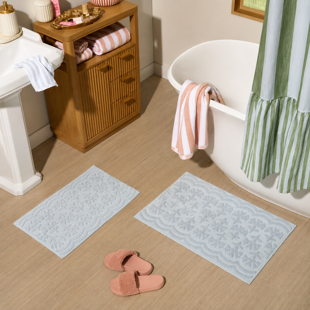 Floral Scallop Bath Rug Set
